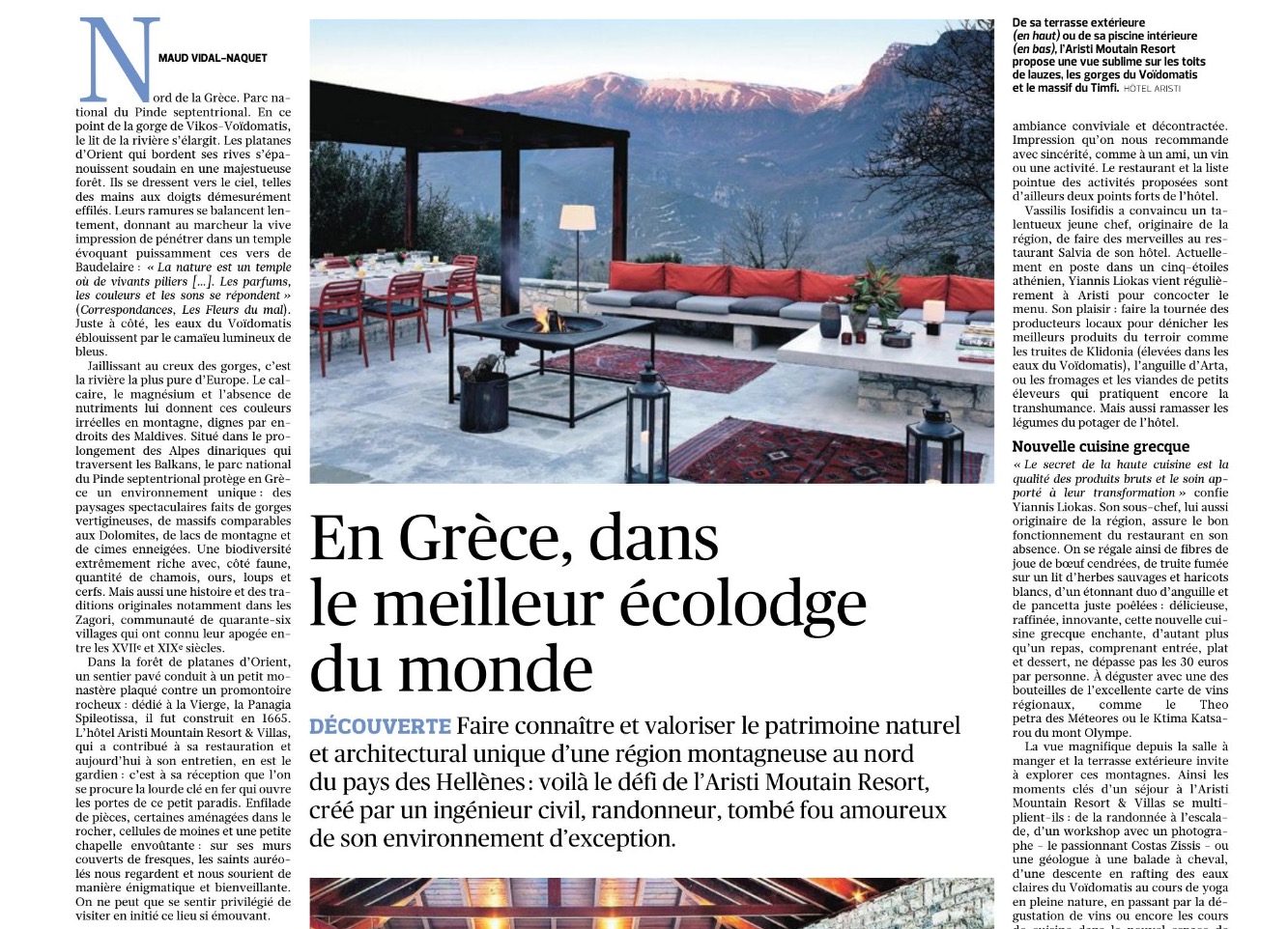 Paris “Le Figaro” 2018 – reference to the interior atmosphere of Aristi Mountain Resort
